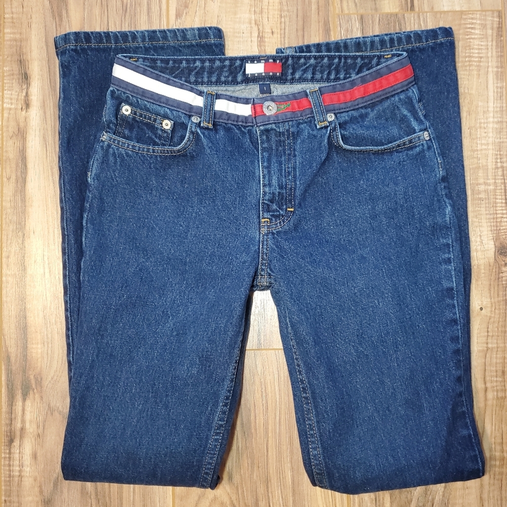 Vintage Y2K Tommy Hilfiger Low Rise Flare Jeans Flag Logo